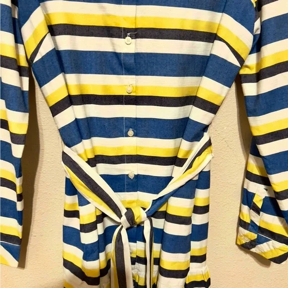 Tommy Hilfiger Blue and Yellow Striped Shirt Dress with Belt. Size 12 - Picture 4 of 6